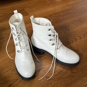 Trendy and Tipsy white lace up boot